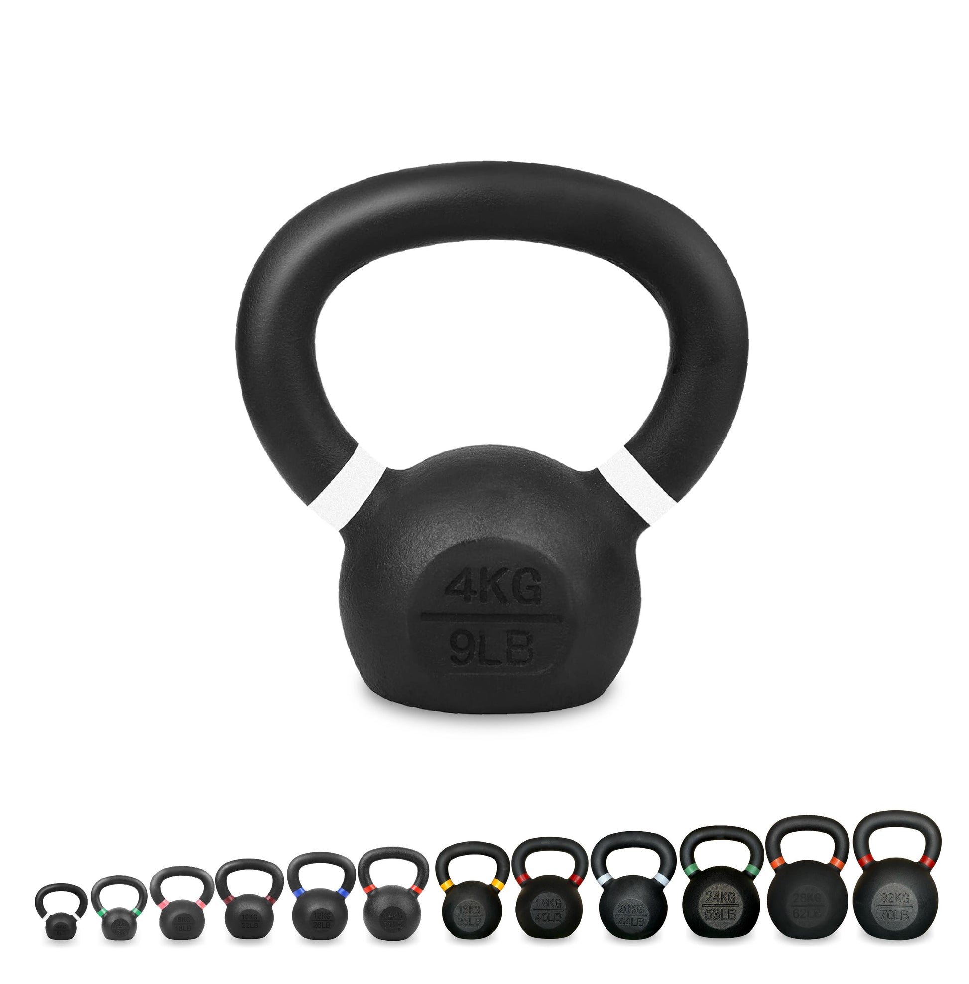 Premium Cast Iron Kettlebells – Powder‑Coated Finish with Ergonomic Grip – Strength Training Weights for Home Gym Workouts