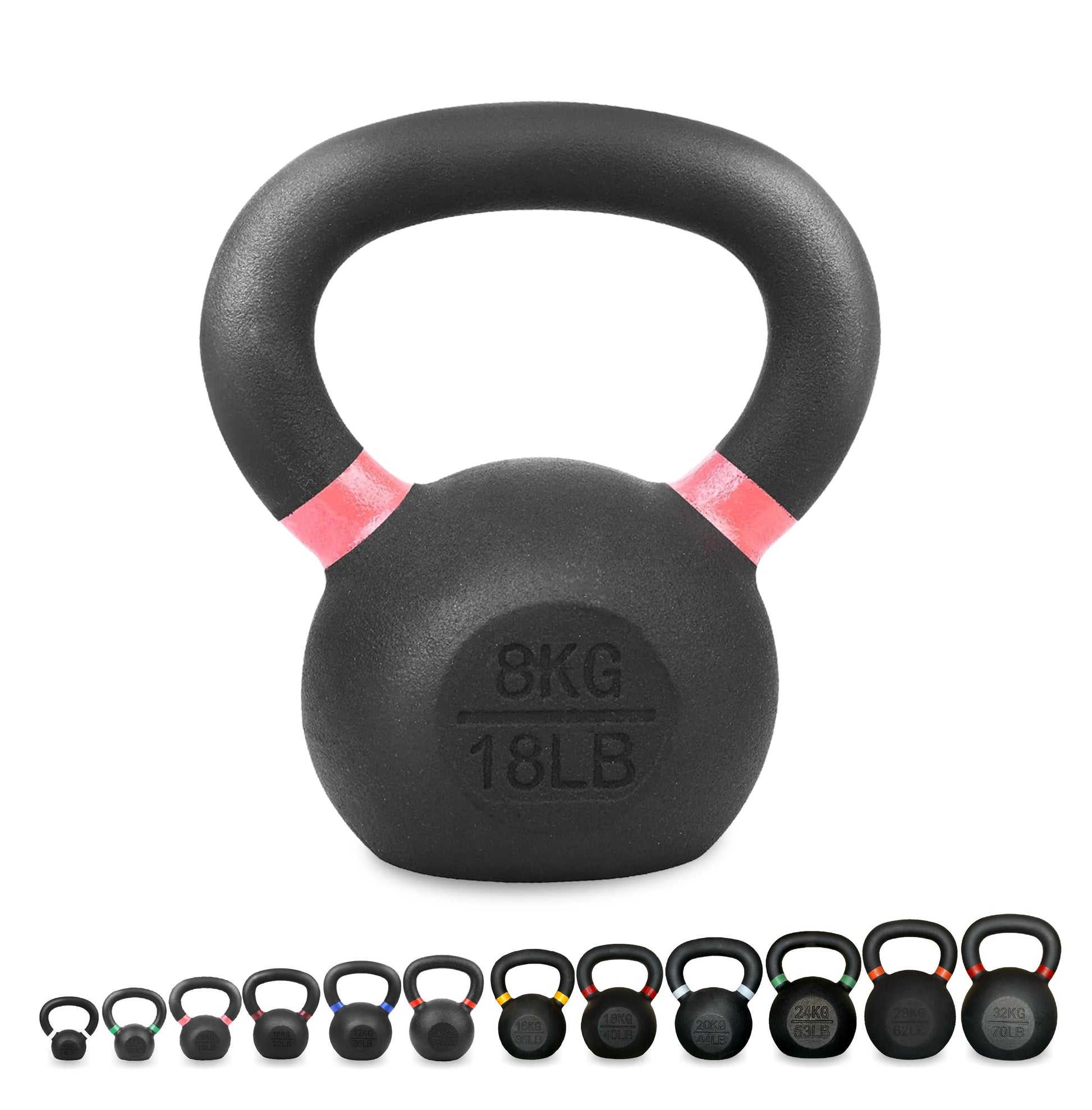 Premium Cast Iron Kettlebells – Powder‑Coated Finish with Ergonomic Grip – Strength Training Weights for Home Gym Workouts