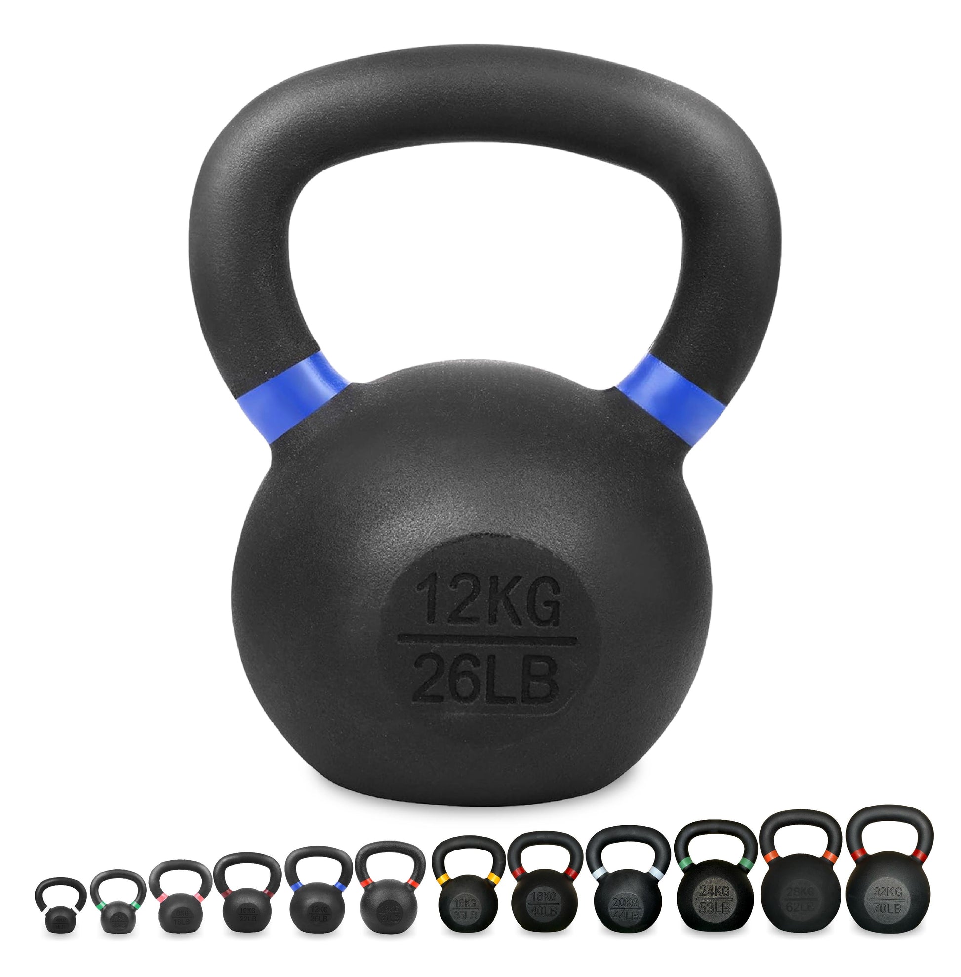 Premium Cast Iron Kettlebells – Powder‑Coated Finish with Ergonomic Grip – Strength Training Weights for Home Gym Workouts