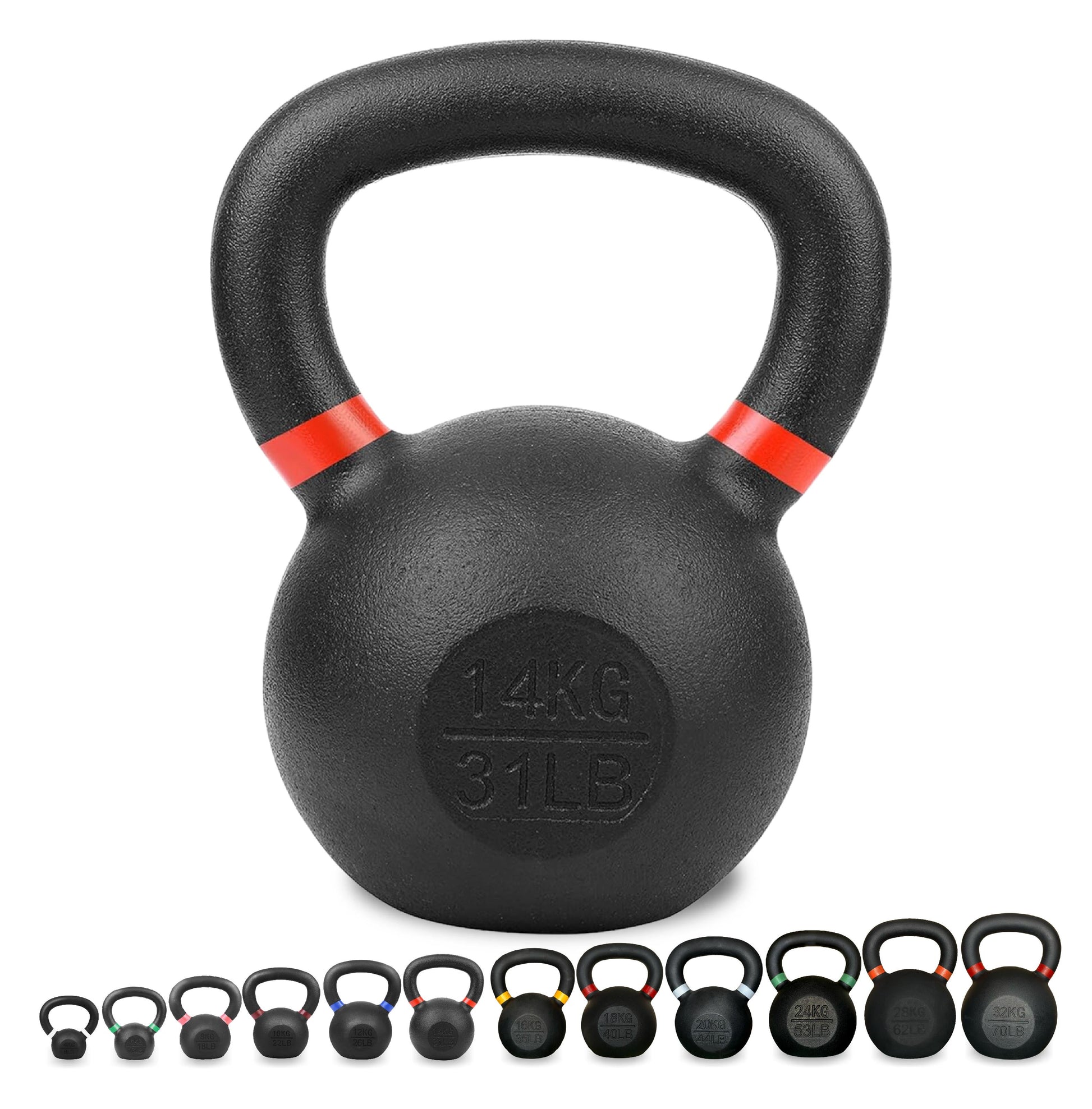 Premium Cast Iron Kettlebells – Powder‑Coated Finish with Ergonomic Grip – Strength Training Weights for Home Gym Workouts