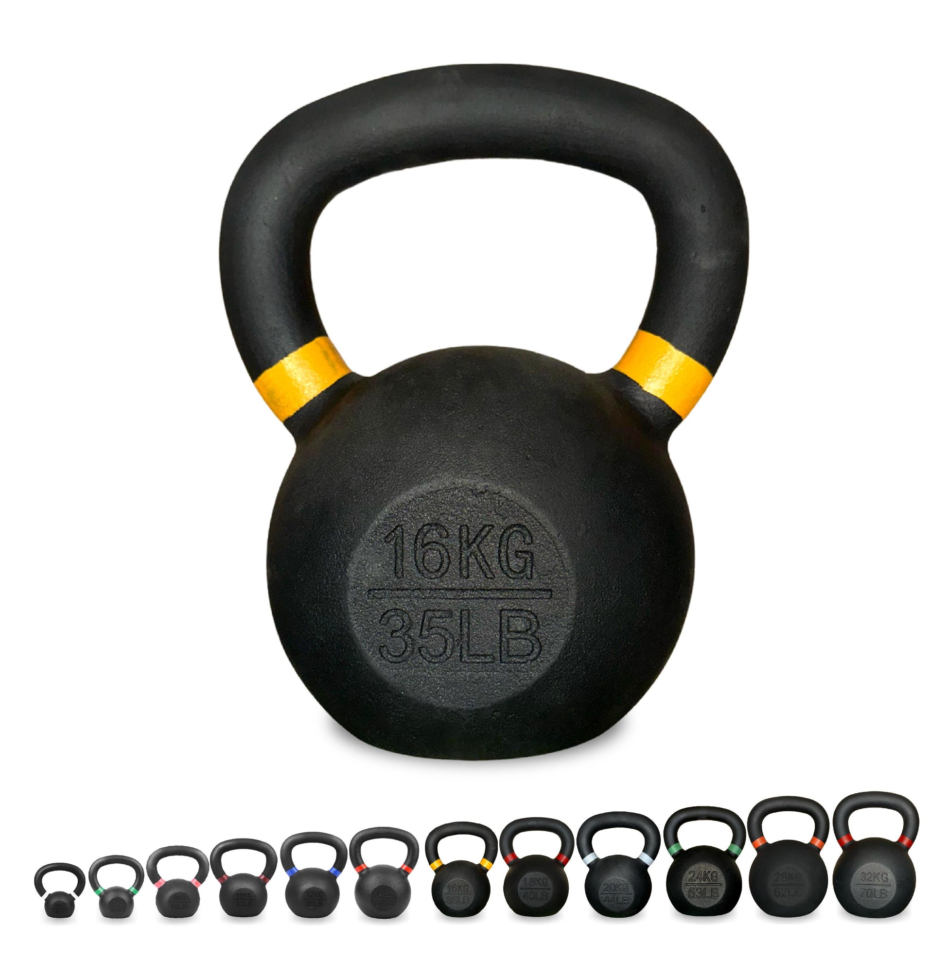Premium Cast Iron Kettlebells – Powder‑Coated Finish with Ergonomic Grip – Strength Training Weights for Home Gym Workouts