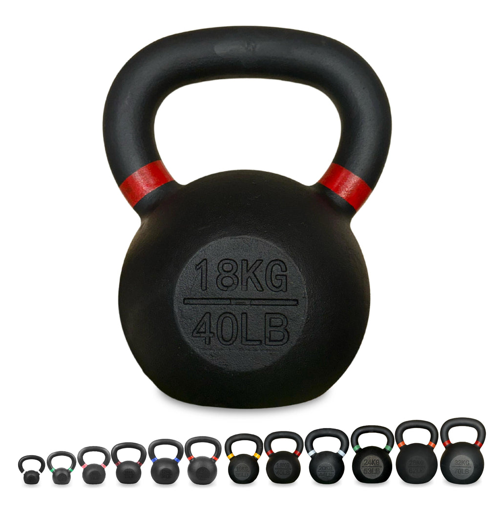 Premium Cast Iron Kettlebells – Powder‑Coated Finish with Ergonomic Grip – Strength Training Weights for Home Gym Workouts