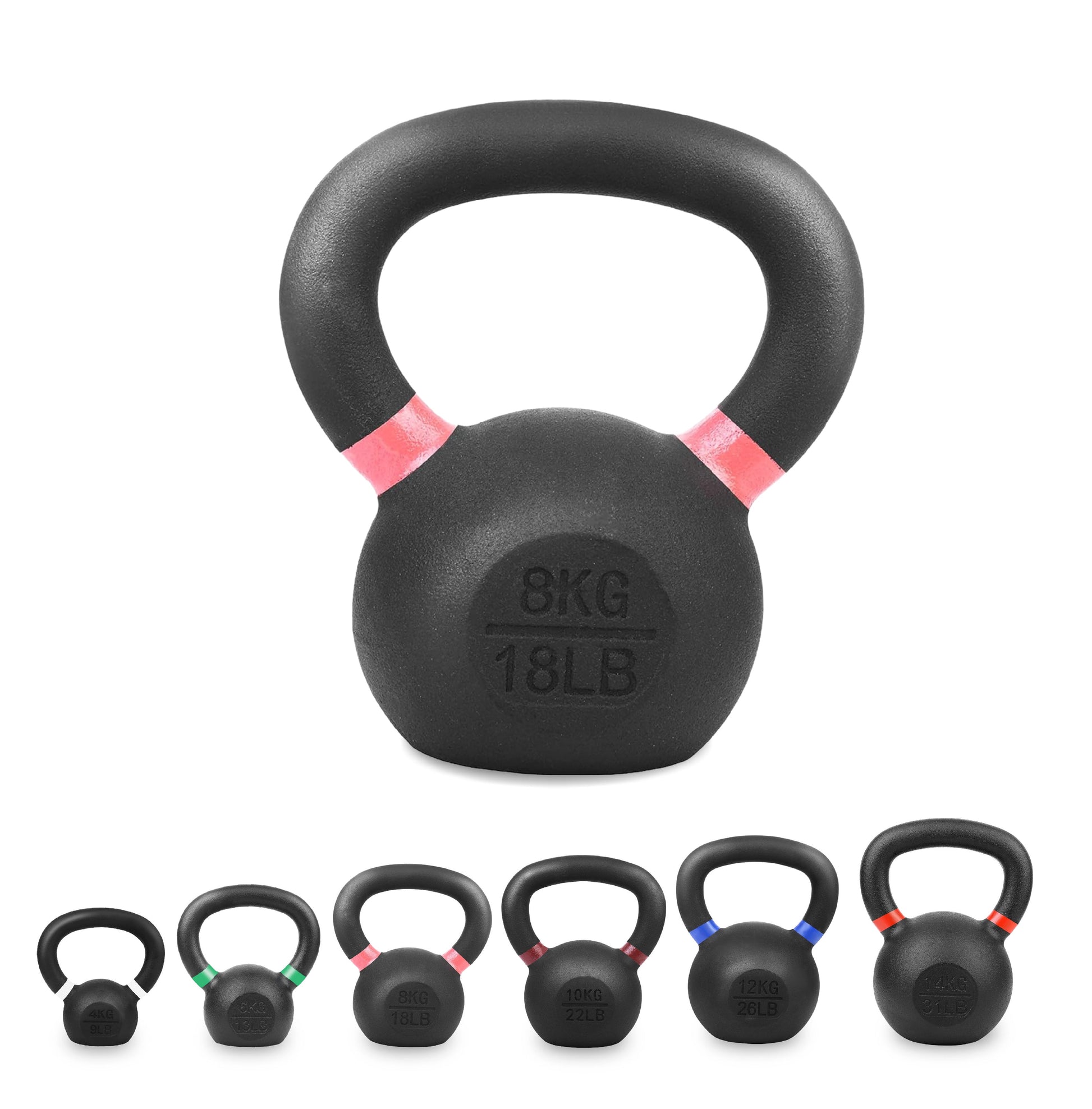 Premium Cast Iron Kettlebells – Powder‑Coated Finish with Ergonomic Grip – Strength Training Weights for Home Gym Workouts