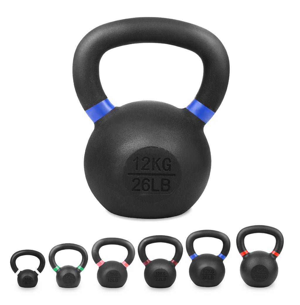 Premium Cast Iron Kettlebells – Powder‑Coated Finish with Ergonomic Grip – Strength Training Weights for Home Gym Workouts