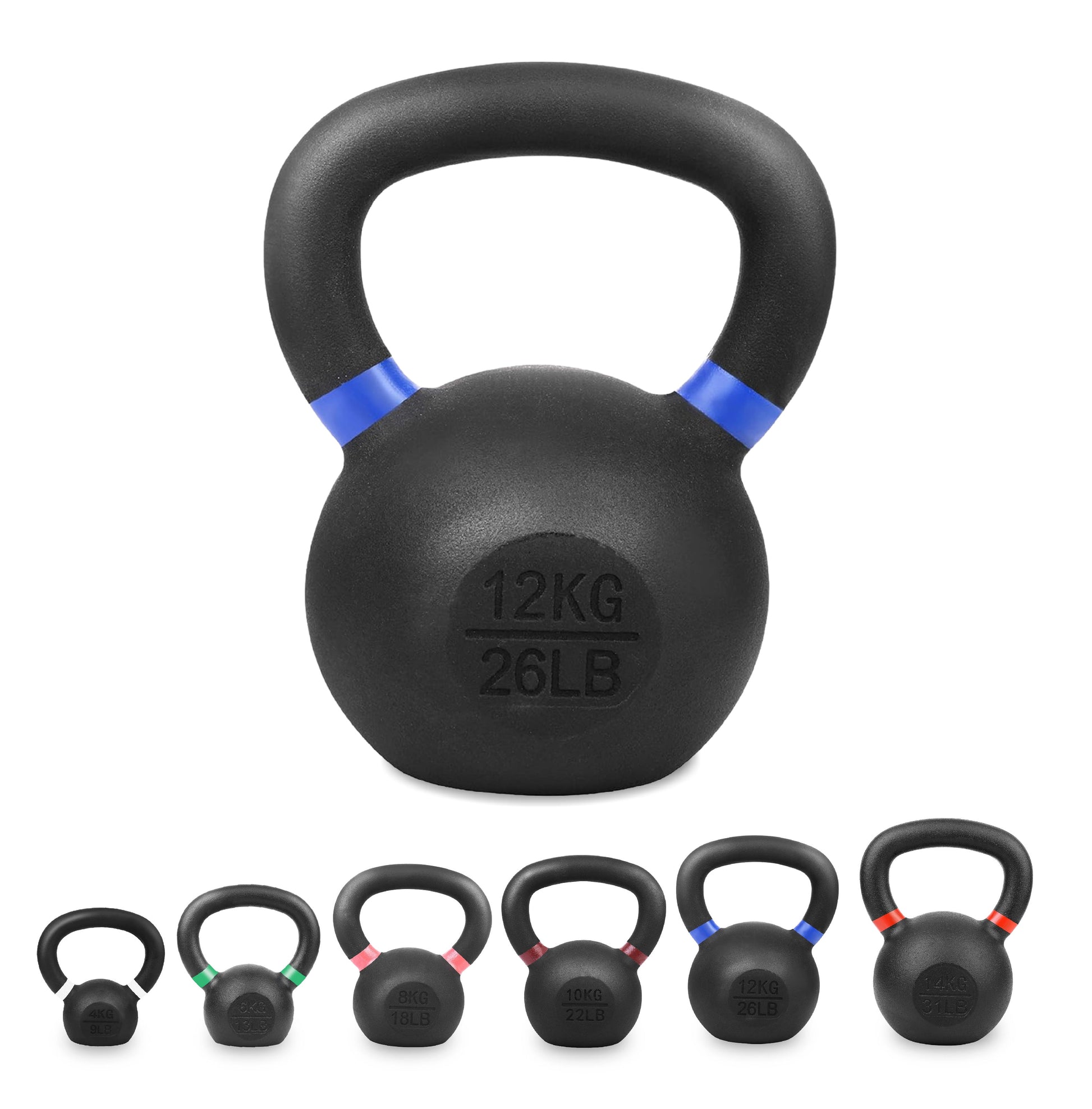 Premium Cast Iron Kettlebells – Powder‑Coated Finish with Ergonomic Grip – Strength Training Weights for Home Gym Workouts
