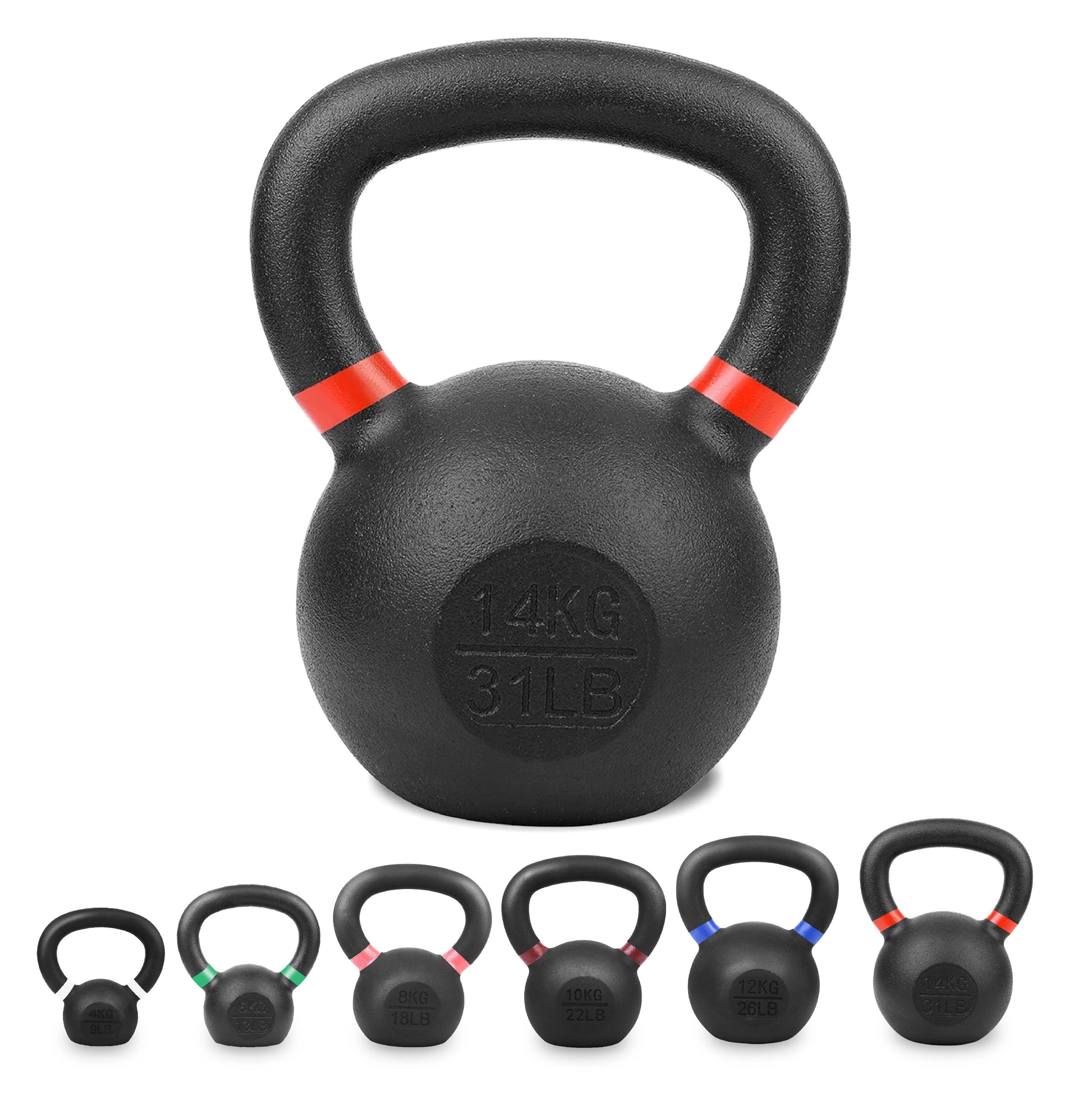 Premium Cast Iron Kettlebells – Powder‑Coated Finish with Ergonomic Grip – Strength Training Weights for Home Gym Workouts