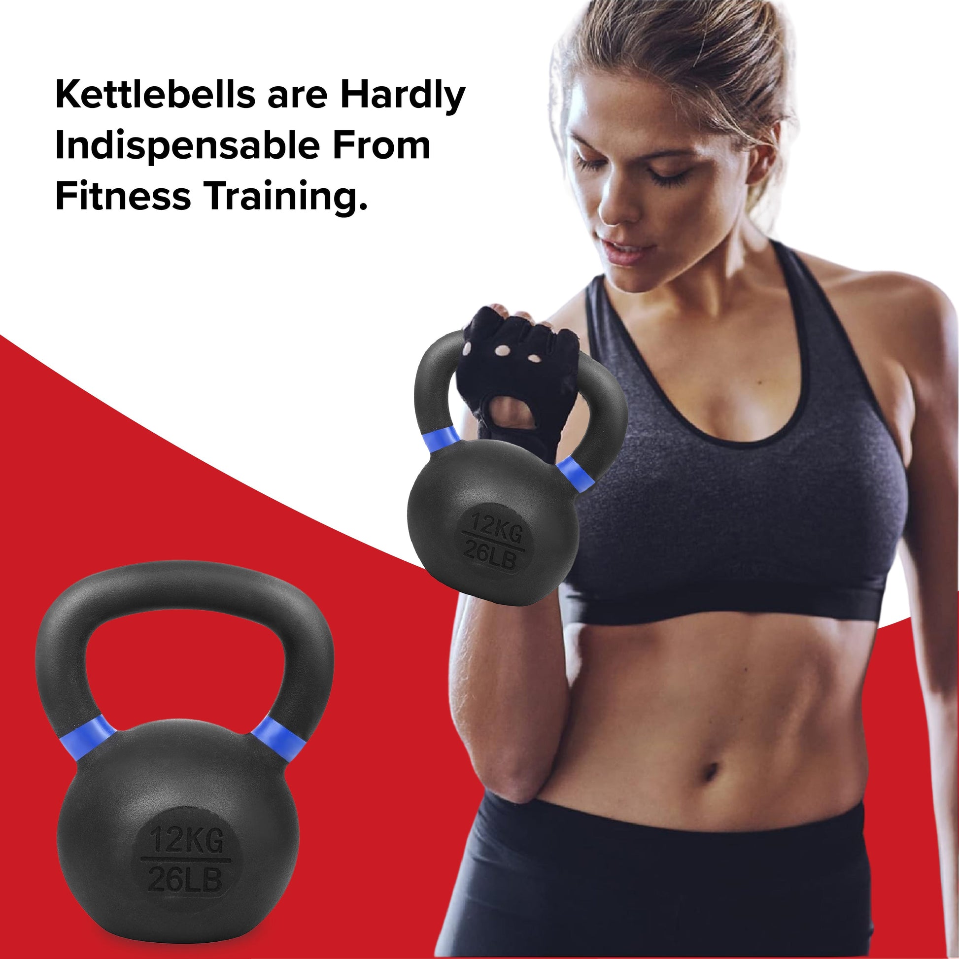 Premium Cast Iron Kettlebells – Powder‑Coated Finish with Ergonomic Grip – Strength Training Weights for Home Gym Workouts