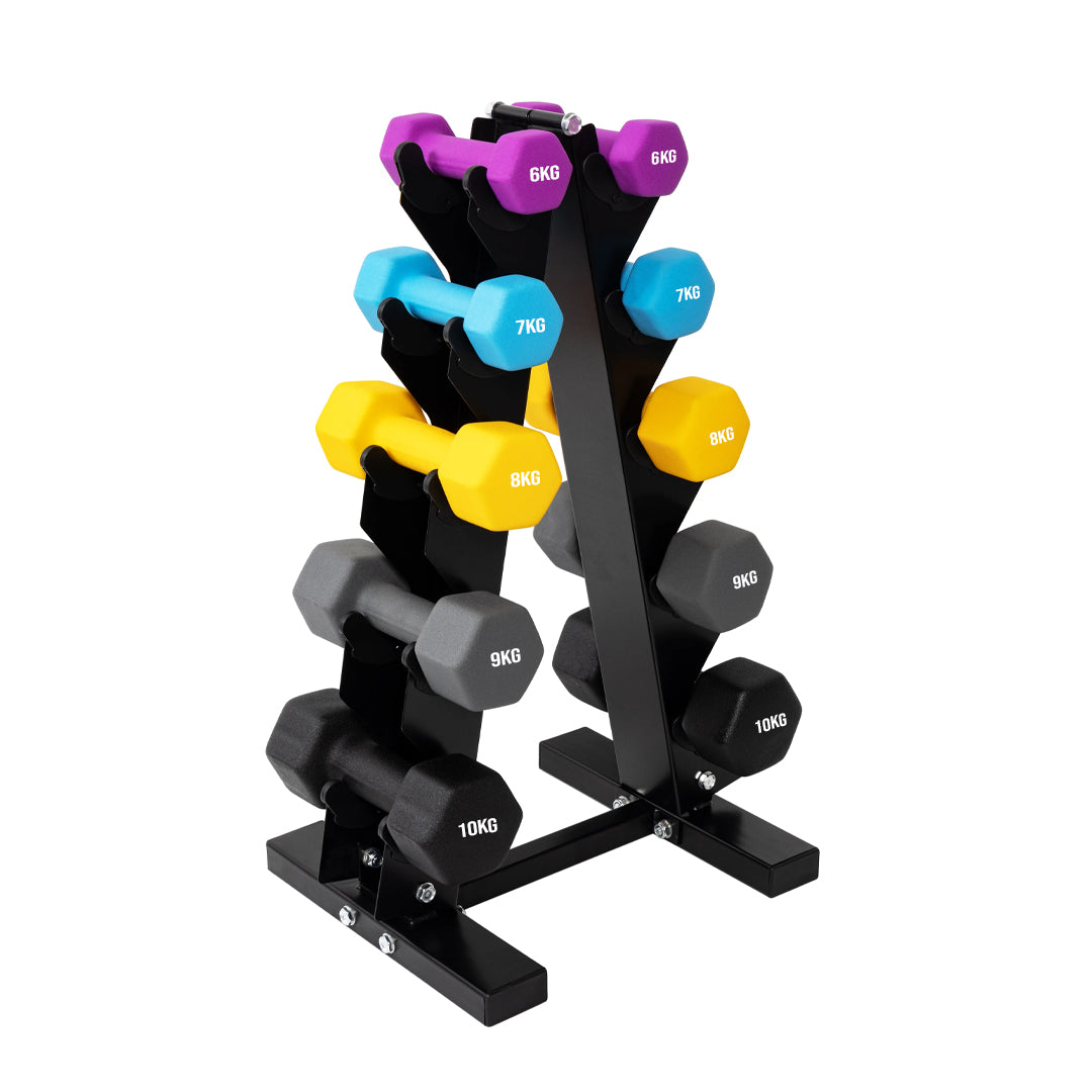 Heavy Duty Neoprene Dumbbell Tree Rack Stand – 3/5 Tier Vertical Storage for Neoprene Weights | Compact Dumbbell Holder for Home Gym & Studio