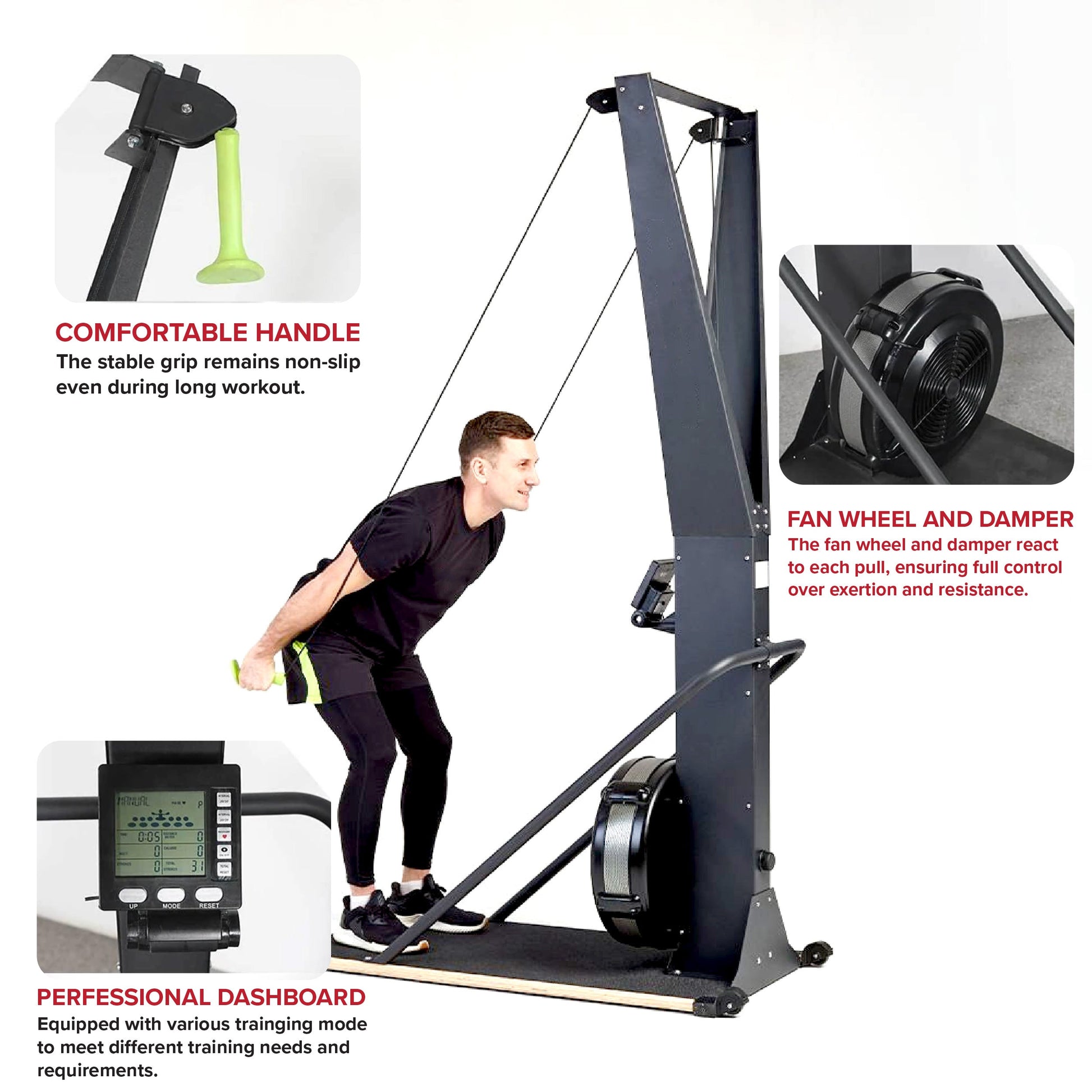 Home Ski Cross Trainer – LED Display Indoor Cardio Machine for Strength & Endurance – Ergonomic, Low-Impact Fitness Equipment for Home Gym
