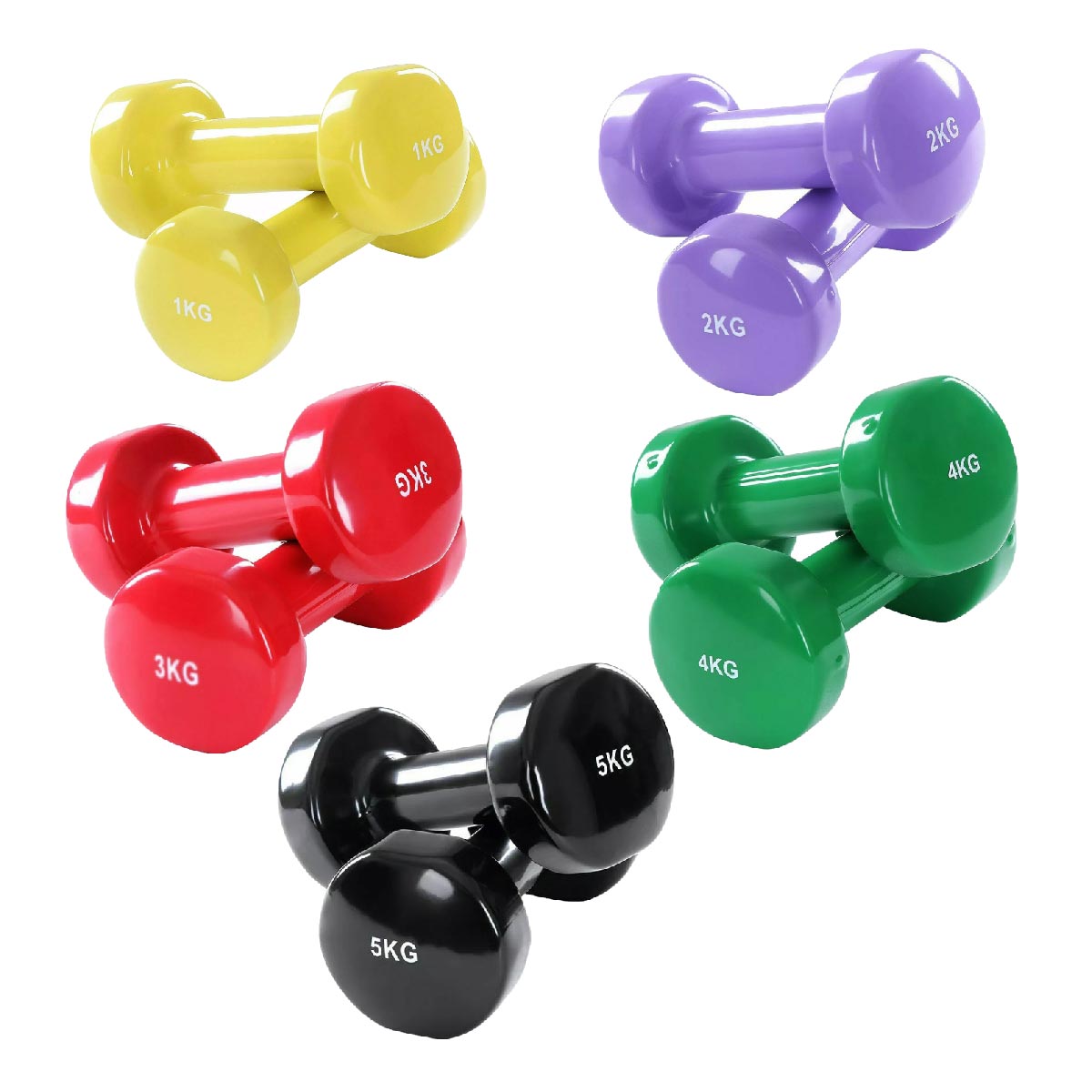 Durable Neoprene Coated Dumbbell Set – Vibrant Multi Colour, Ergonomic Grip for Strength Training, Home Gym & Fitness Toning