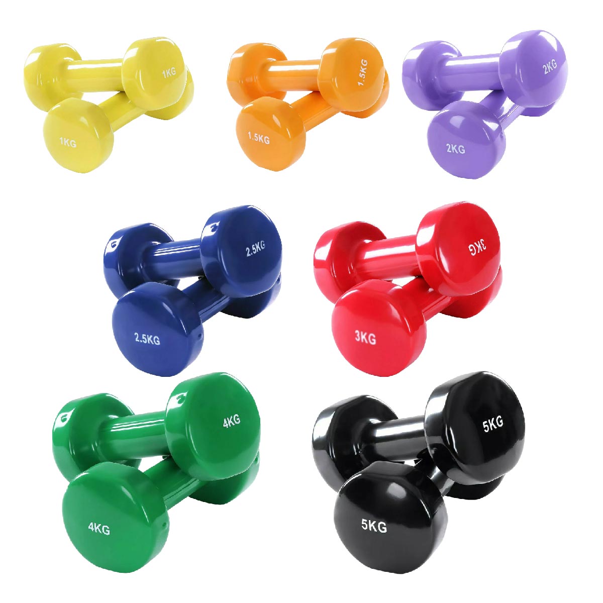 Durable Neoprene Coated Dumbbell Set – Vibrant Multi Colour, Ergonomic Grip for Strength Training, Home Gym & Fitness Toning