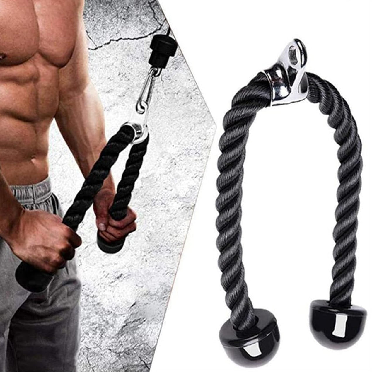 Elite Cable Attachment Kit – Precision‑Welded Steel Bars, Textured Rope & Padded Strap for Targeted Strength in Home Gym Settings