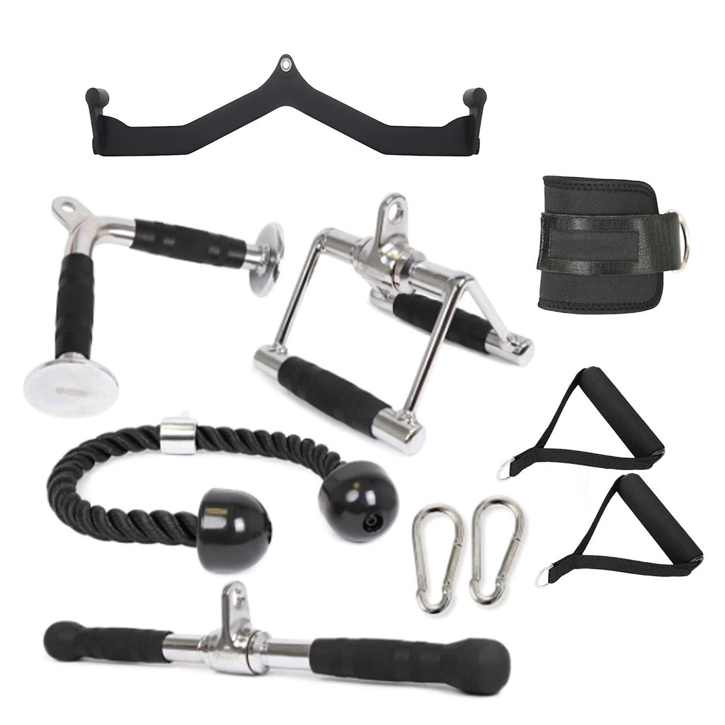 Elite Cable Attachment Kit – Precision‑Welded Steel Bars, Textured Rope & Padded Strap for Targeted Strength in Home Gym Settings