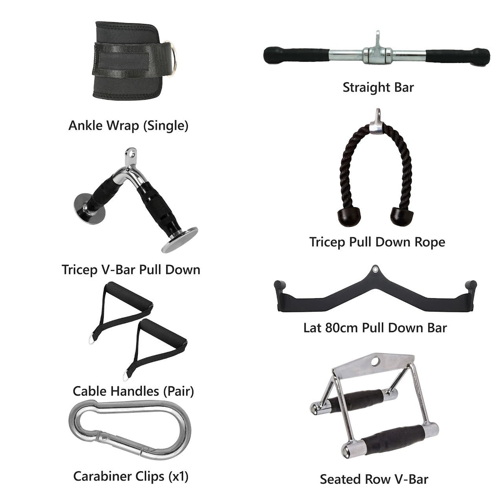 Elite Cable Attachment Kit – Precision‑Welded Steel Bars, Textured Rope & Padded Strap for Targeted Strength in Home Gym Settings