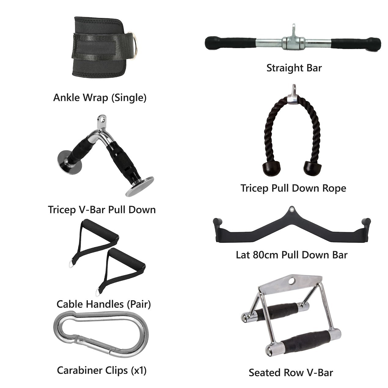 Elite Cable Attachment Kit – Precision‑Welded Steel Bars, Textured Rope & Padded Strap for Targeted Strength in Home Gym Settings