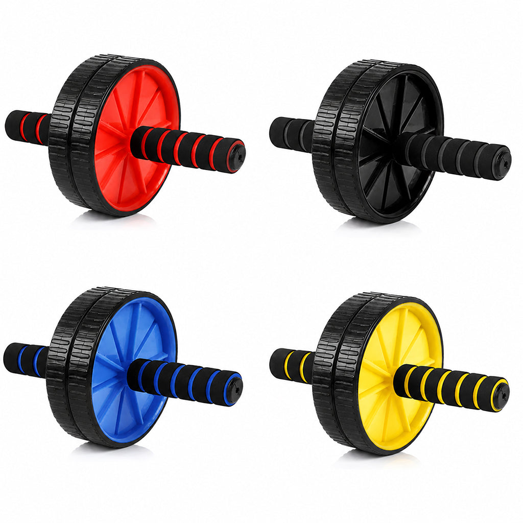 Dual-Wheel Ab Roller with Comfort Foam Grips & Cushioned Knee Pad – Home Gym Core Trainer for Abs, Obliques, and Back – Compact Fitness Gear