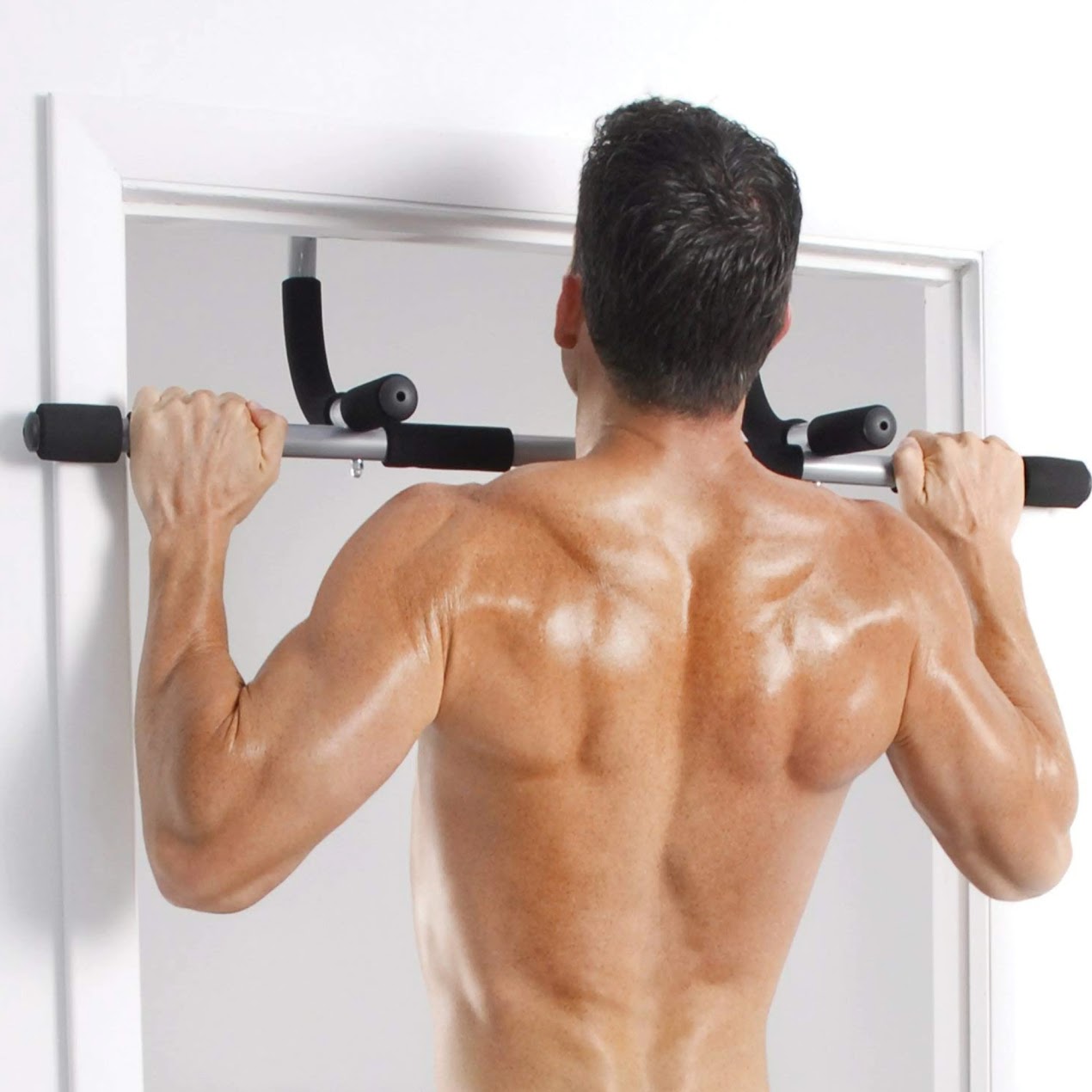 Heavy Duty Door Pull Up Bar | No Screws Required | Ergonomic Non Slip Grip | Home Gym Equipment for Strength & Fitness Training