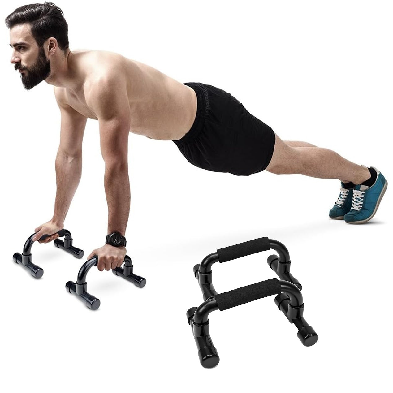 Premium Push‑Up Bars with Anti‑Slip Grips – Durable PVC/PP Workout Handles for Chest, Shoulders & Triceps – Compact Home Gym Accessory