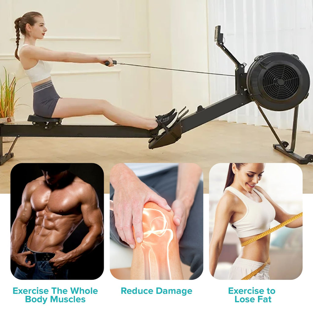 Professional-Grade Air Rowing Machine | Foldable Aluminum Build, 10 Resistance Levels, Smart Monitor & Ergonomic Seat for Compact Home Gyms