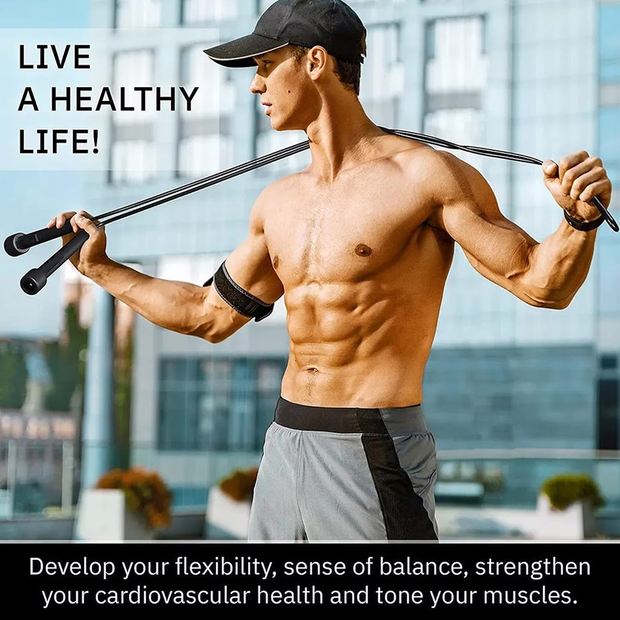 Black Adjustable Speed Skipping Rope – Durable PVC Cable, 360° Ergonomic Grip, Tangle‑Free for Cardio & Agility, Ideal for Home Gym Training