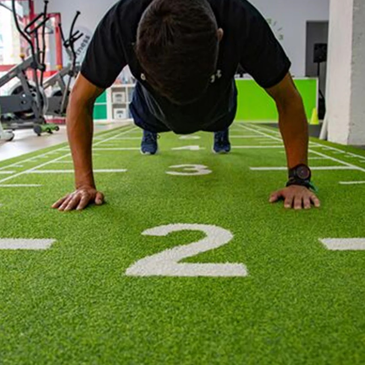 Sprint Mat & Power Sled Combo – 10m Turf Track with Metre Markings, Steel Frame, Olympic Post – Compact Functional Home Gym Setup