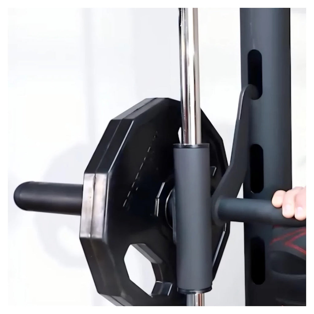 All-in-One Smith Machine Power Rack with Pull‑Up Bar, Reinforced Steel Frame & Safety Stops – Full-Body Strength Training Station for Home Gym Use