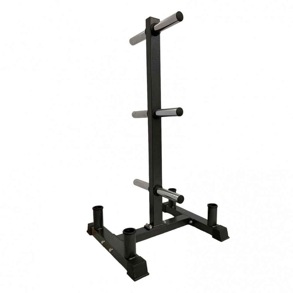 Olympic Weight Rack with Bar Holders | 3‑Tier Steel Tree | 200kg Capacity | Compact, Powder‑Coated Plate Organizer for Home & Garage Gyms