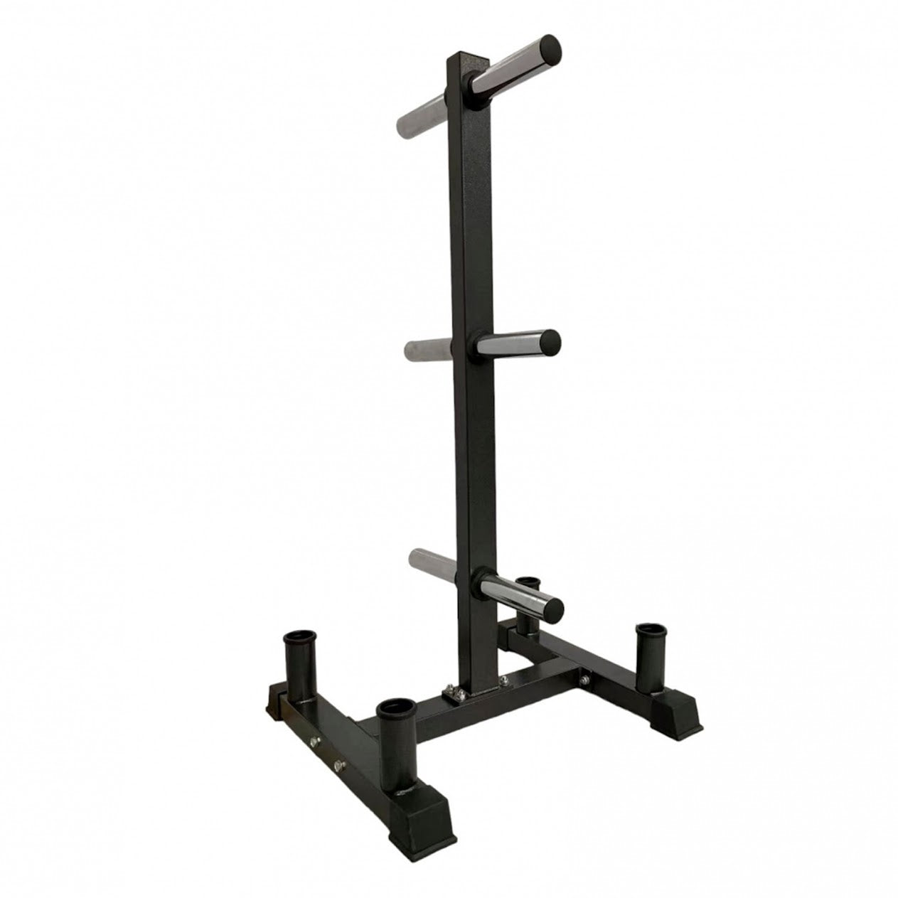 Olympic Weight Rack with Bar Holders | 3‑Tier Steel Tree | 200kg Capacity | Compact, Powder‑Coated Plate Organizer for Home & Garage Gyms