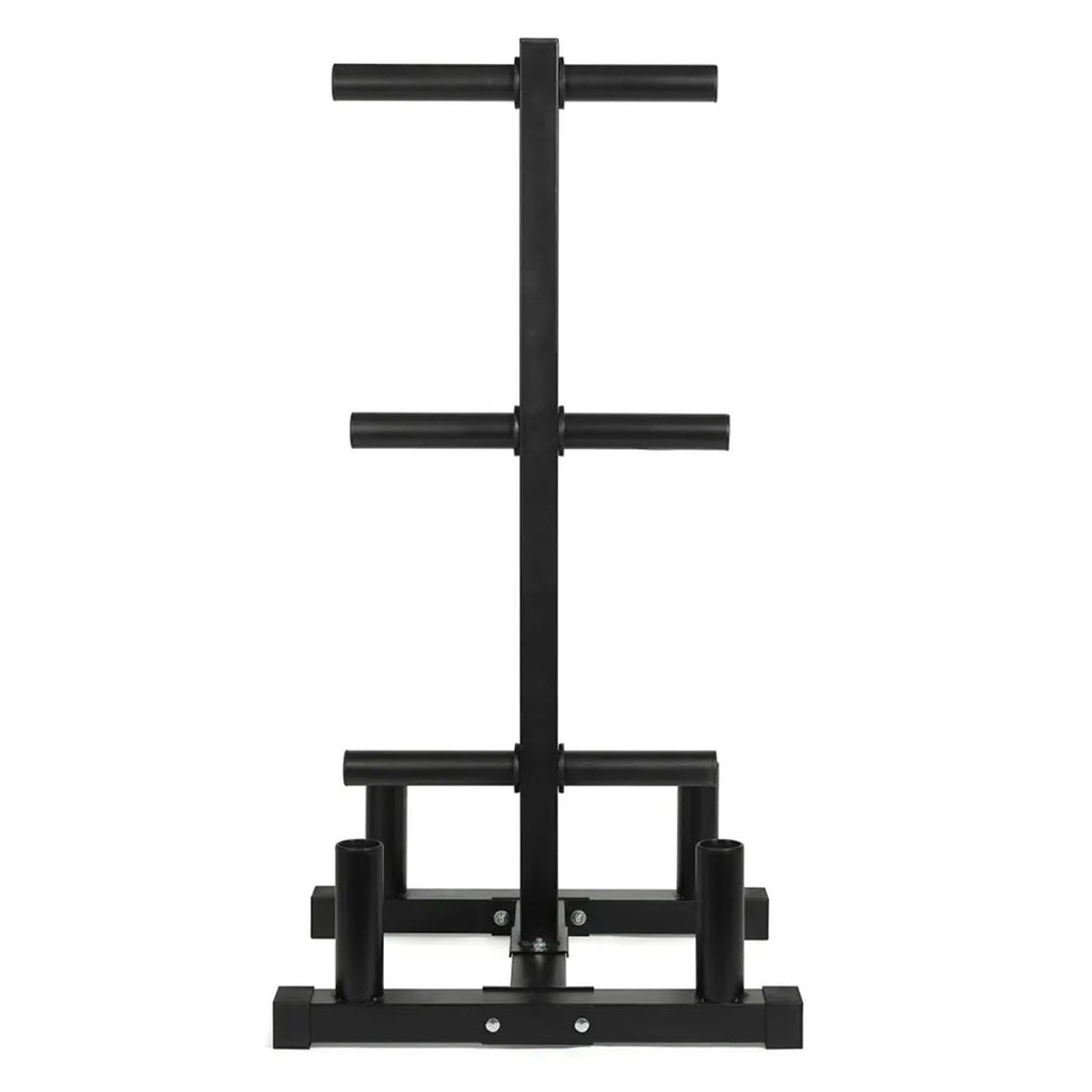 Olympic Weight Rack with Bar Holders | 3‑Tier Steel Tree | 200kg Capacity | Compact, Powder‑Coated Plate Organizer for Home & Garage Gyms