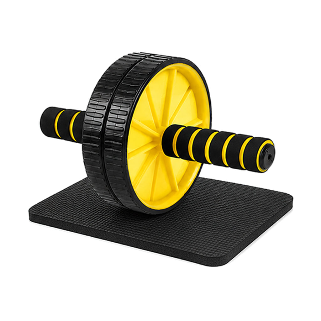 Dual-Wheel Ab Roller with Comfort Foam Grips & Cushioned Knee Pad – Home Gym Core Trainer for Abs, Obliques, and Back – Compact Fitness Gear
